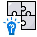 lightbulb showing idea over puzzle pieces